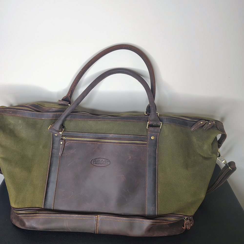 Peterbilt Truck Leather & Canvas Large Tote Duffle Travel Bag Cambridge